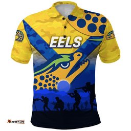 Custom Personalised Eels ANZAC Polo Shirt Simple Style - Gold