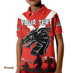 Custom Personalised Dragons Anzac 2022 Polo Shirt Lest We Forget