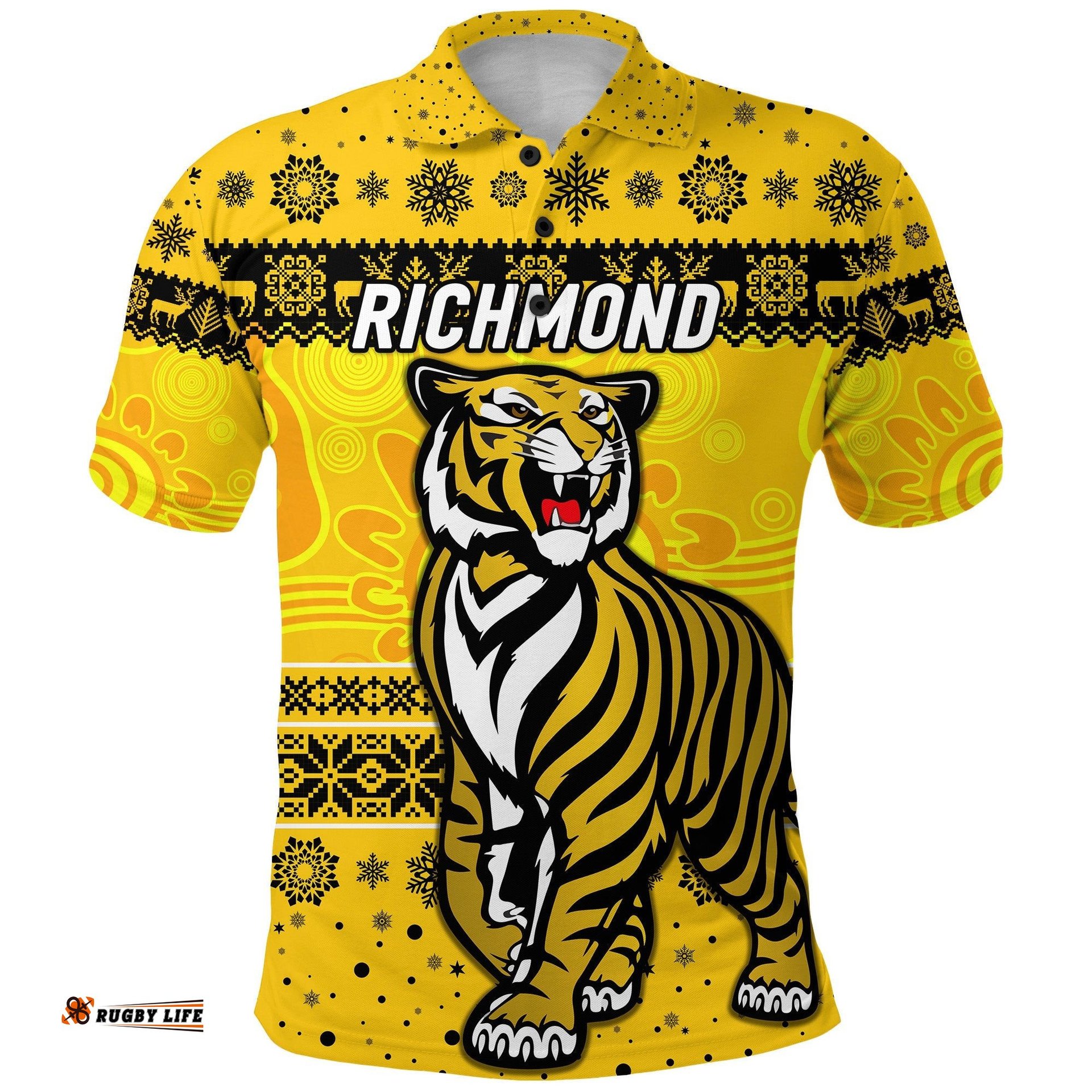 Richmond Tigers Polo Shirt Christmas Simple Style - Yellow