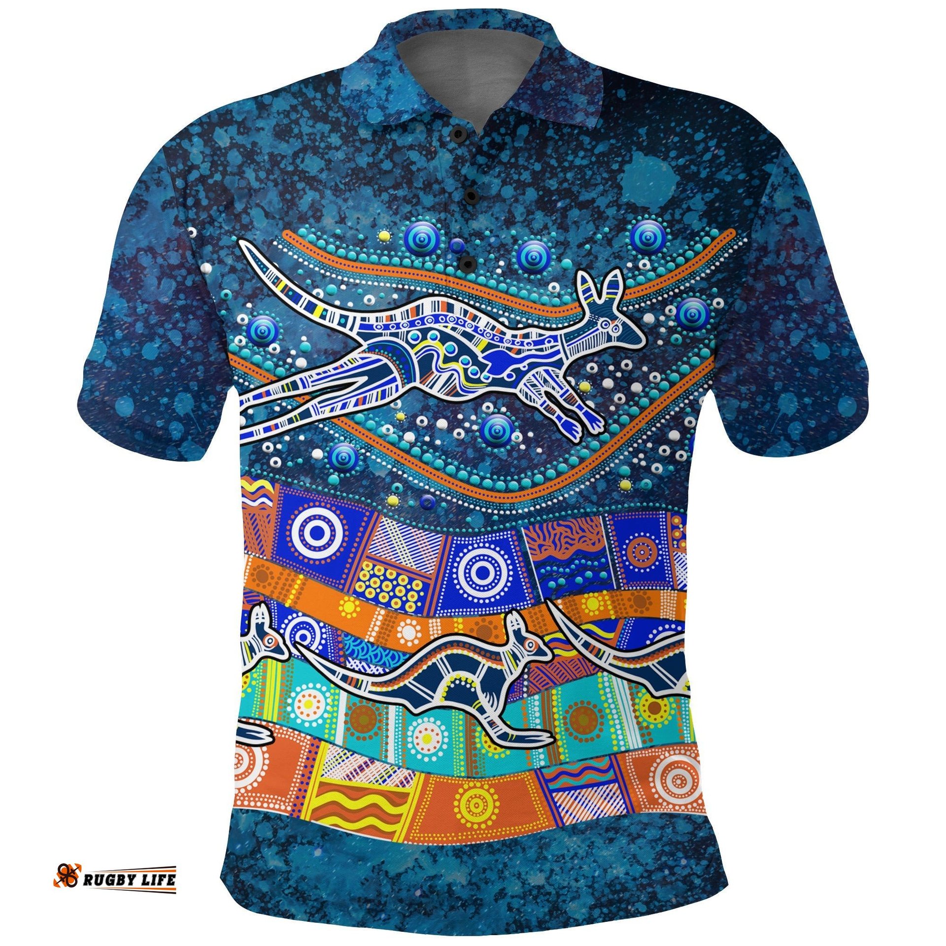 Australia Indigenous Polo Shirt - Dot Painting Art -