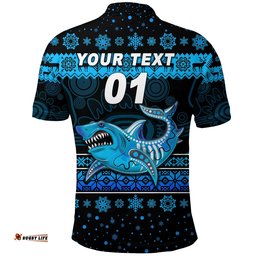 Custom Personalised Cronulla-Sutherland Sharks Polo Shirt Christmas Simple Style - Black