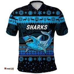 Custom Personalised Cronulla-Sutherland Sharks Polo Shirt Christmas Simple Style - Black