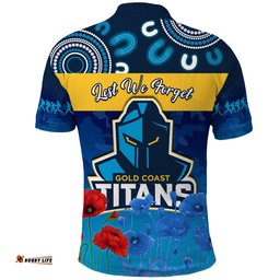 Titans Anzac 2022 Polo Shirt Gold Coast Aboriginal Lest We Forget