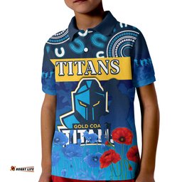 Titans Anzac 2022 Polo Shirt Gold Coast Aboriginal Lest We Forget