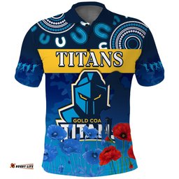 Titans Anzac 2022 Polo Shirt Gold Coast Aboriginal Lest We Forget