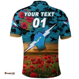 Custom Personalised Port Adelaide Power ANZAC Polo Shirt Poppy Vibes
