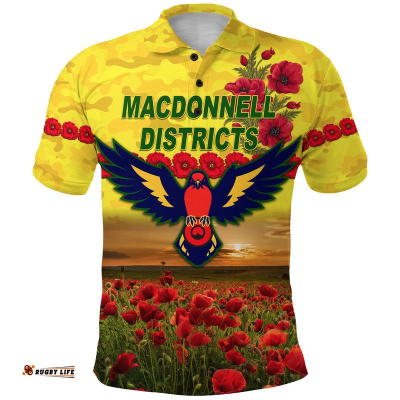 MacDonnell Districts ANZAC Polo Shirt Poppy Vibes