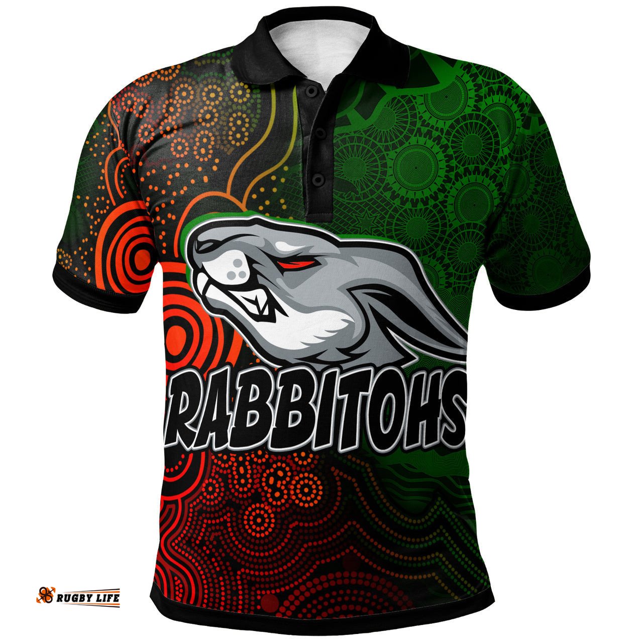 Rabbitohs Rugby Polo Shirt - CustomRabbitohs Aboriginal Polo Shirt RLT13