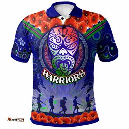 Warriors Rugby Polo Shirt - Custom Anzac Warriors Aboriginal Dot Art Vector Painting With Turtle Polo Shirt