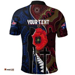 Custom Personalised Aboriginal Mix Maori Anzac Day Polo Shirt Lest We Forget
