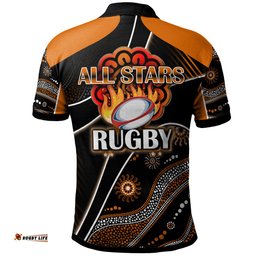 All Stars Rugby Polo Shirt - Custom Rugby Ball In Fire Polo Shirt RLT13