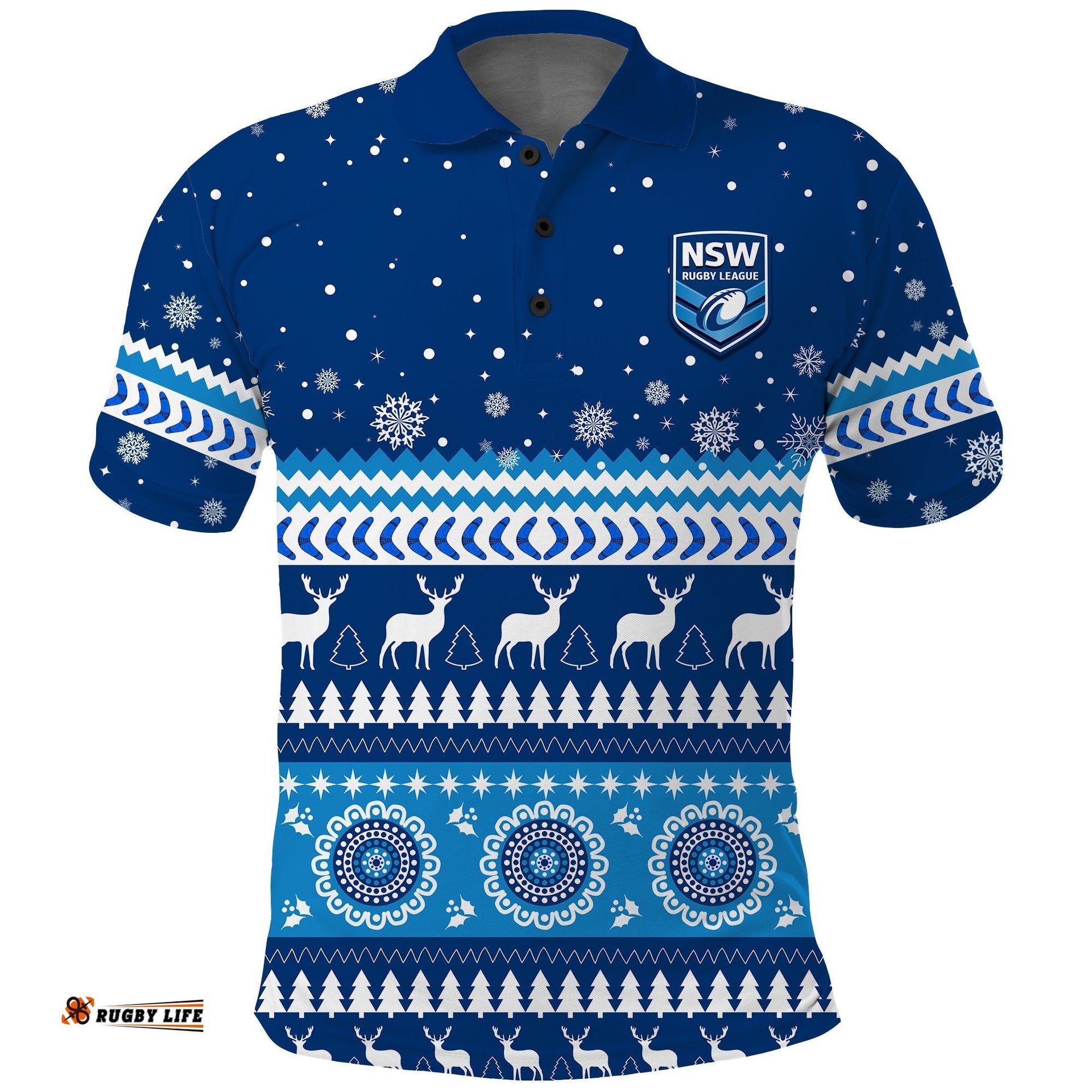 New South Wales Christmas Polo Shirt NSW Rugby Indigenous
