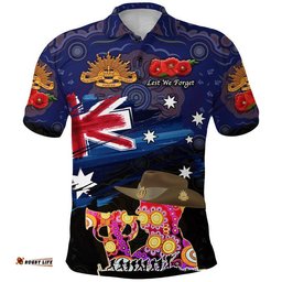 Australia Aboriginal ANZAC Polo Shirt Remembrance Vibes - Navy