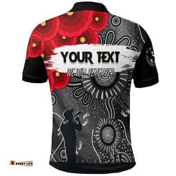 Custom Personalised Collingwood Magpies Indigenous Anzac Day Polo Shirt We Will Remember