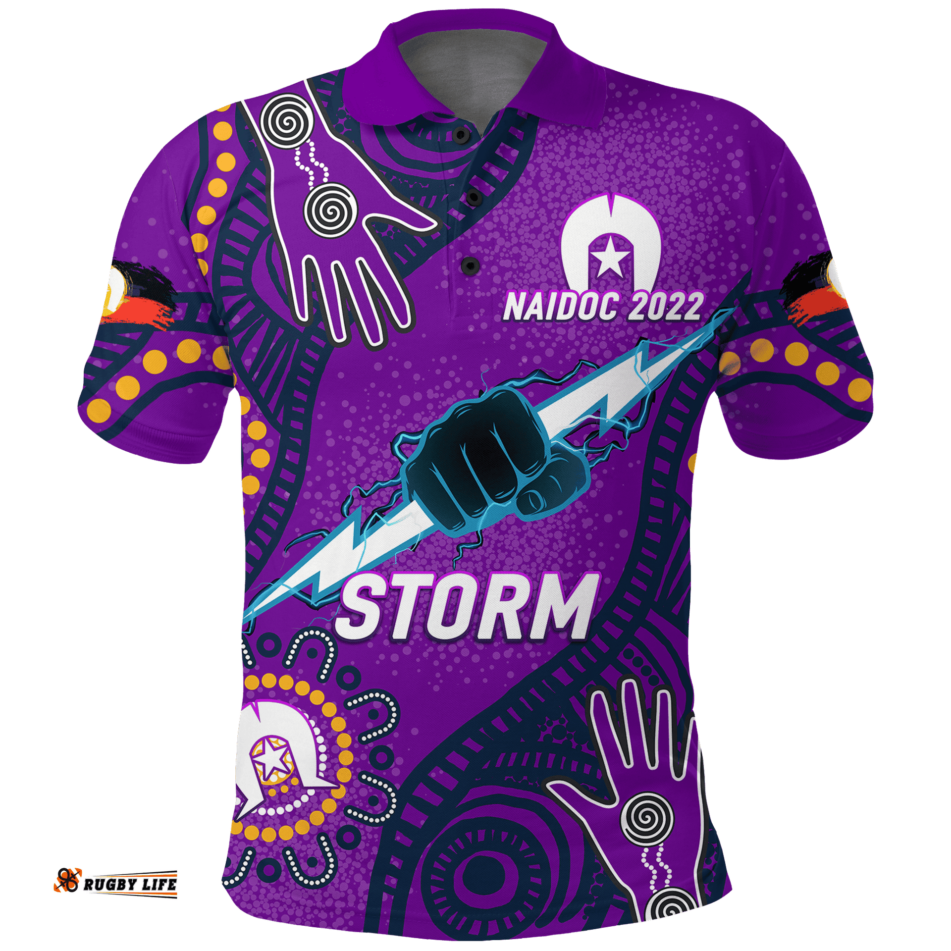 Custom Personalised Storm Rugby NAIDOC 2022 Aboriginal Polo Shirt -