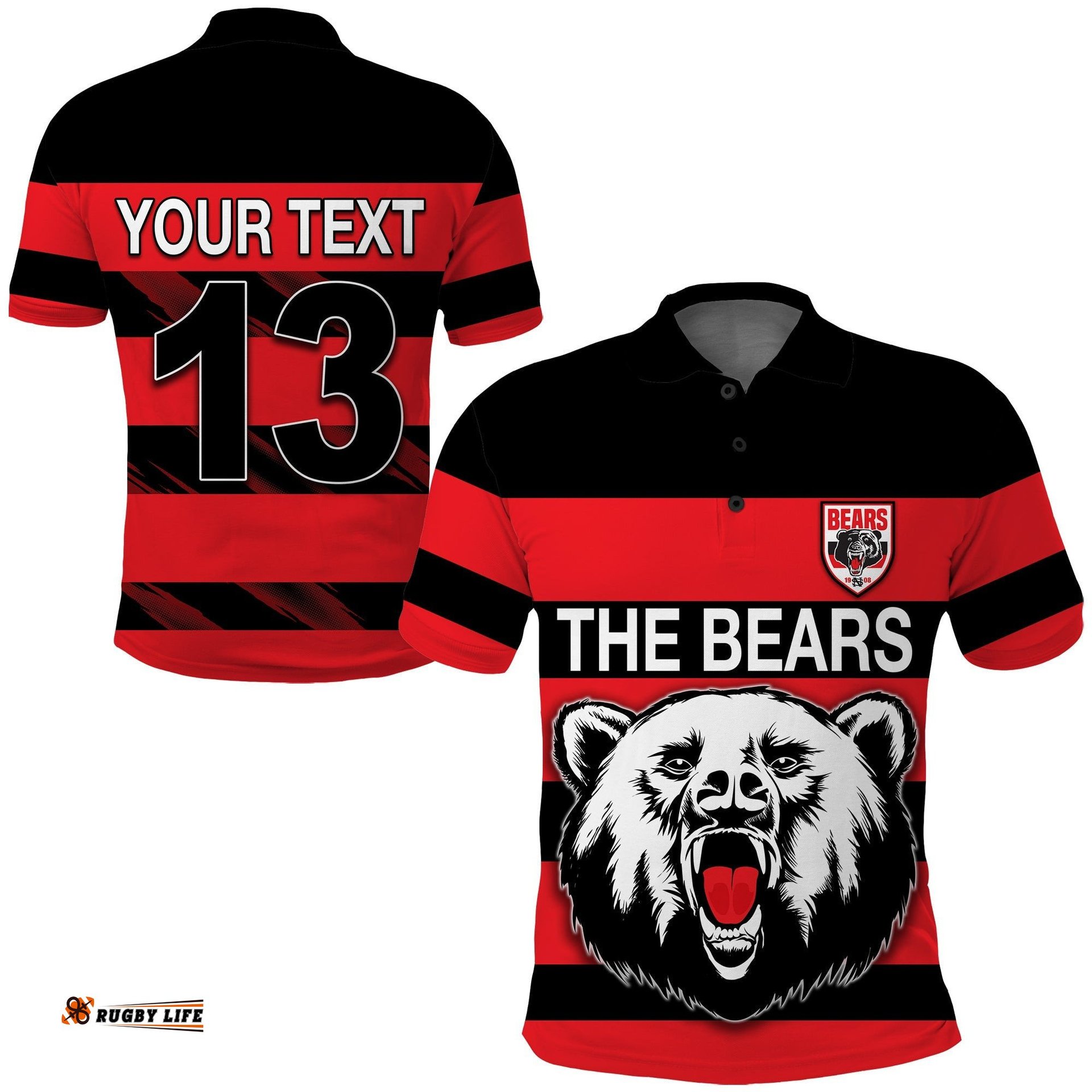 Custom Personalised The Bears Polo Shirt North Sydney Bears Strong Comeback - Custom Text and Number