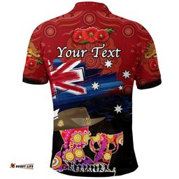 Custom Personalised Australia Aboriginal ANZAC Polo Shirt Remembrance Vibes - Red