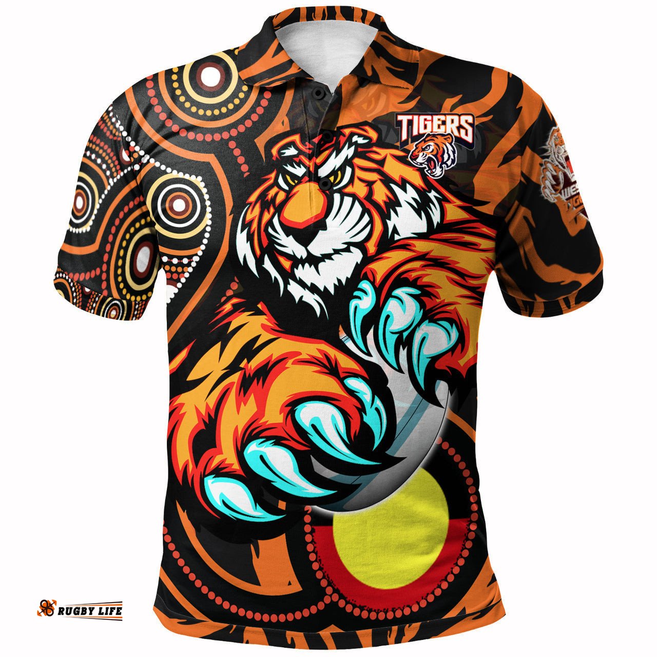 Tigers Rugby Custom Indigenous Polo Shirt - This is My Jungle Aboriginal Style RLT13