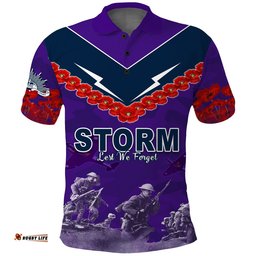 Storm Anzac Day Polo Shirt Australian Soldiers Remember Them Style
