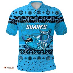 Custom Personalised Cronulla-Sutherland Sharks Polo Shirt Christmas Simple Style - Blue