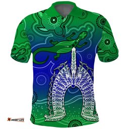Custom Personalised Torres Strait Islands Polo Shirt Aboriginal Art Lizard Symbol Peace