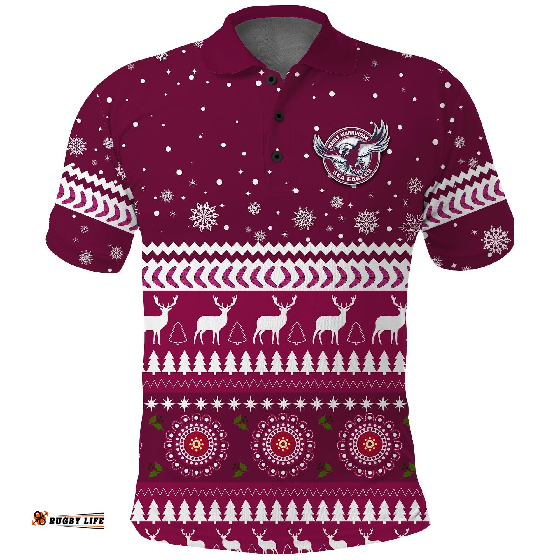 Sea Eagles Christmas Polo Shirt Manly Warringah