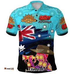 Australia Aboriginal ANZAC Polo Shirt Remembrance Vibes - Blue