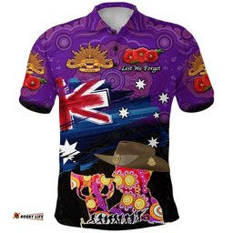 Australia Aboriginal ANZAC Polo Shirt Remembrance Vibes - Purple
