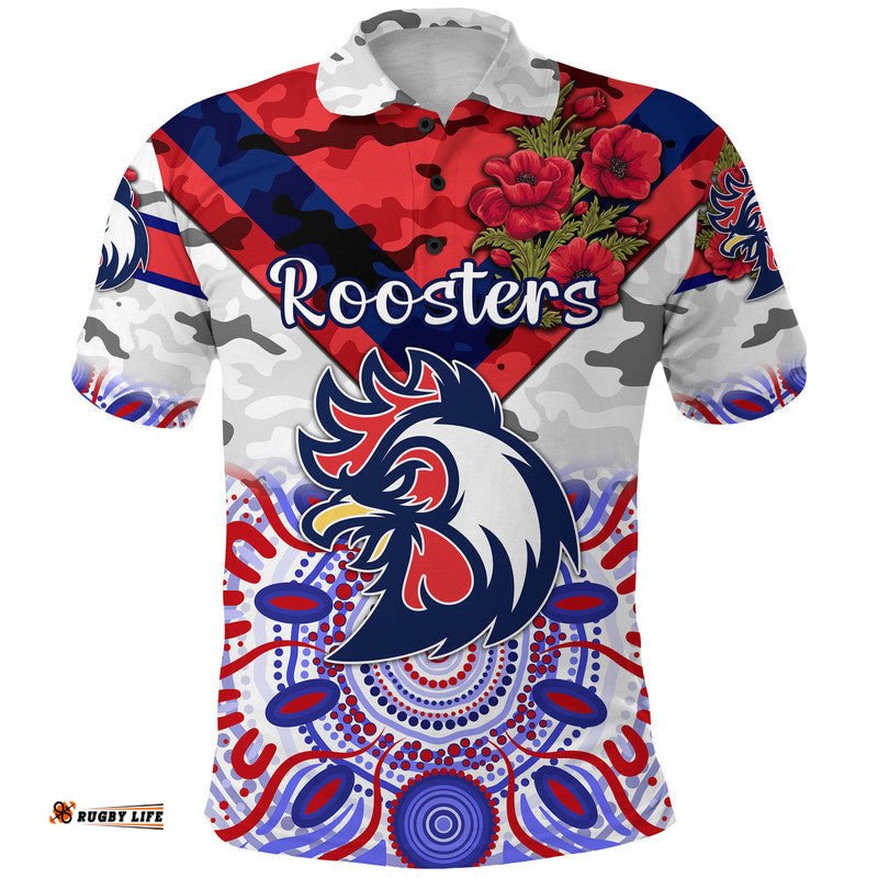 Sydney Roosters ANZAC 2022 Polo Shirt Indigenous Vibes - White