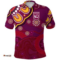 Custom Personalised Queensland Maroons Aboriginal Polo Shirt Indigenous Vibes