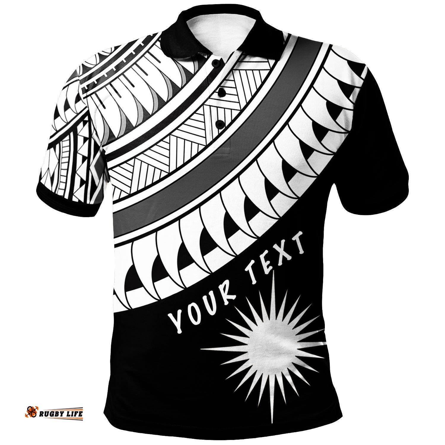 Marshall Island Custom Personalised Polo Shirt - Ginger Lei Pattern White