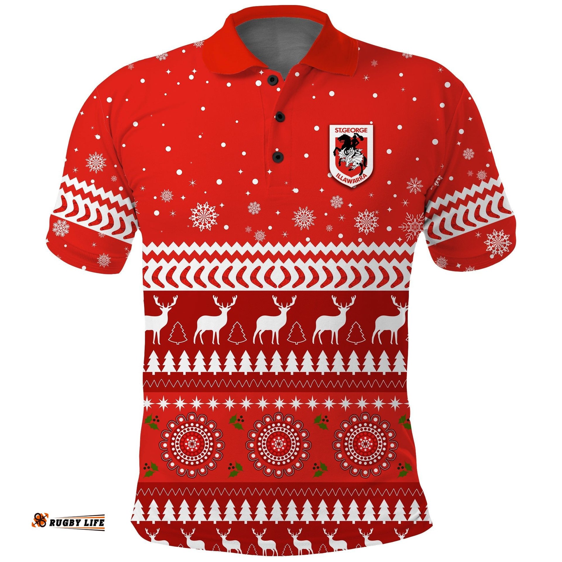 Dragons Polo Shirt Christmas St. George Illawarra