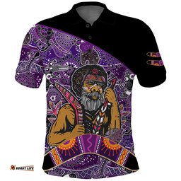Custom Personalised Australian Boomerang Polo Shirt Indigenous Australia Purple Graceful