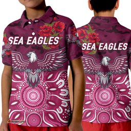 Manly Warringah Sea Eagles ANZAC 2022 Polo Shirt Indigenous Vibes