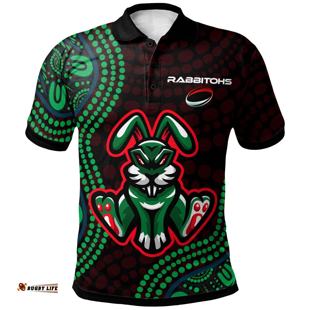 Rabbitohs Rugby Polo Shirt - Custom Rabbitohs Style Polo Shirt RLT13