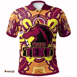 Broncos Rugby New Indigenous Custom Polo Shirt - Wild Horses Broncos With Aboriginal Sun And Footprint RLT13