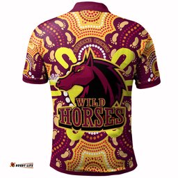 Broncos Rugby New Indigenous Custom Polo Shirt - Wild Horses Broncos With Aboriginal Sun And Footprint RLT13