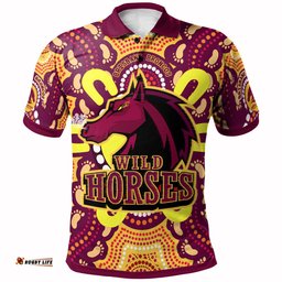 Broncos Rugby New Indigenous Custom Polo Shirt - Wild Horses Broncos With Aboriginal Sun And Footprint RLT13