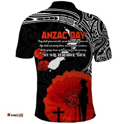 Custom Personalised New Zealand Anzac 2022 Polo Shirt Maori Mix Fern Poppy