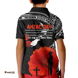 Custom Personalised New Zealand Anzac 2022 Polo Shirt Maori Mix Fern Poppy
