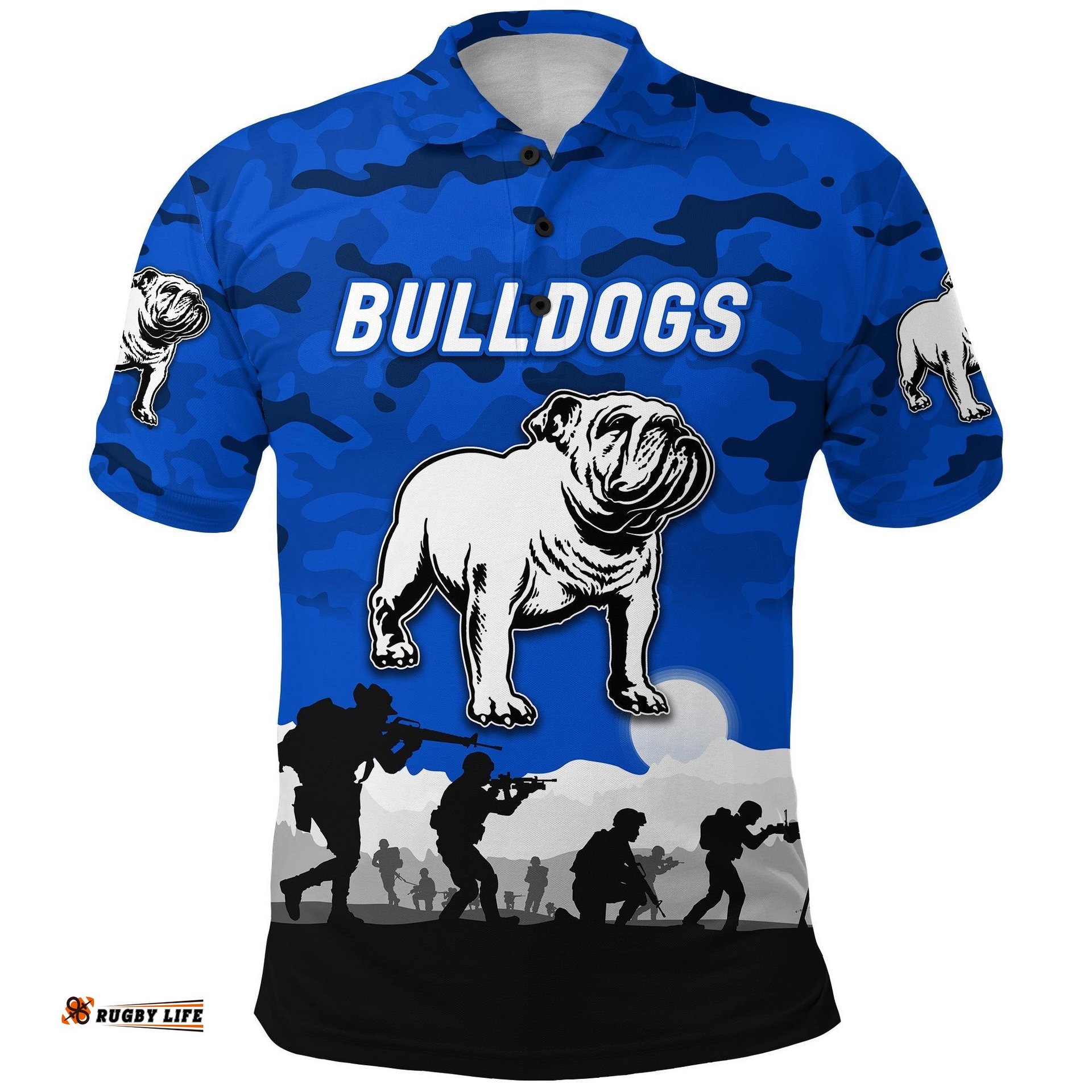 Canterbury-Bankstown Bulldogs ANZAC 2022 Polo Shirt Simple Style - Blue