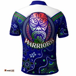 Warriors Rugby Polo Shirt - Custom Warriors Aboriginal Dot Art Vector Painting With Turtle Polo Shirt