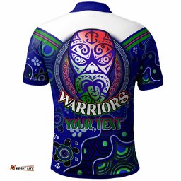 Warriors Rugby Polo Shirt - Custom Warriors Aboriginal Dot Art Vector Painting With Turtle Polo Shirt