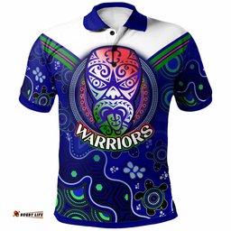 Warriors Rugby Polo Shirt - Custom Warriors Aboriginal Dot Art Vector Painting With Turtle Polo Shirt
