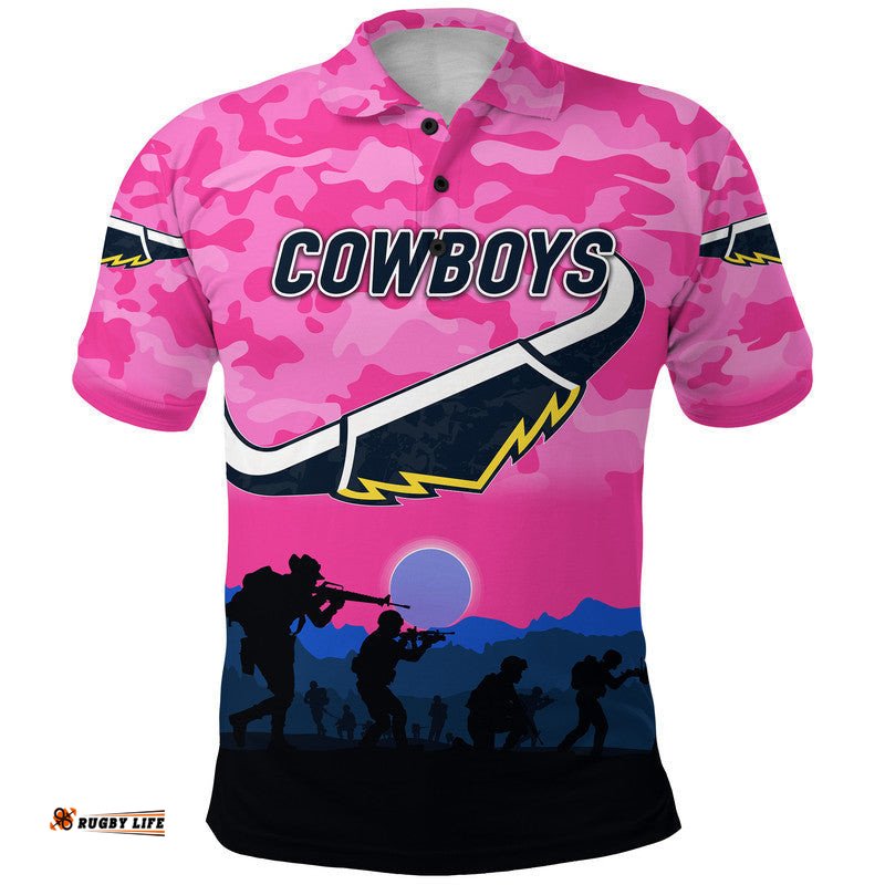 Cowboys ANZAC Polo Shirt Simple Style - Pink