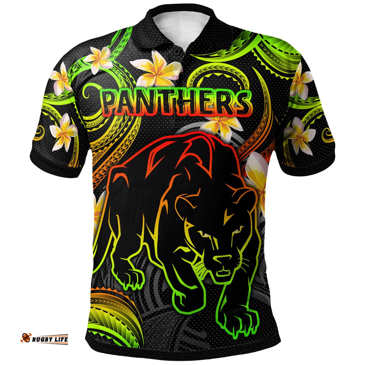Panthers Rugby Polo Shirt - Custom Polyneisan Black Panthers Polo Shirt RLT13