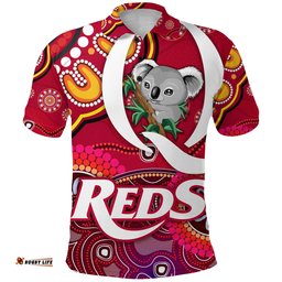 Queensland Reds Aboriginal Polo Shirt Koala Indigenous Vibes