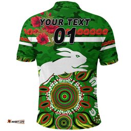 Custom Personalised South Sydney Rabbitohs ANZAC 2022 Polo Shirt Indigenous Vibes - Green