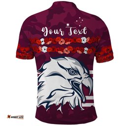 Custom Personalised Sea Eagles Polo Shirt Anzac Day Poppy Lest We Forget