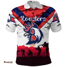 Custom Personalised Sydney Roosters ANZAC 2022 Polo Shirt Simple Style - White